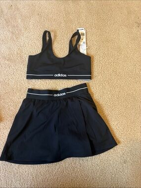 adidas Black Athletic Crop Top and Skirt Set